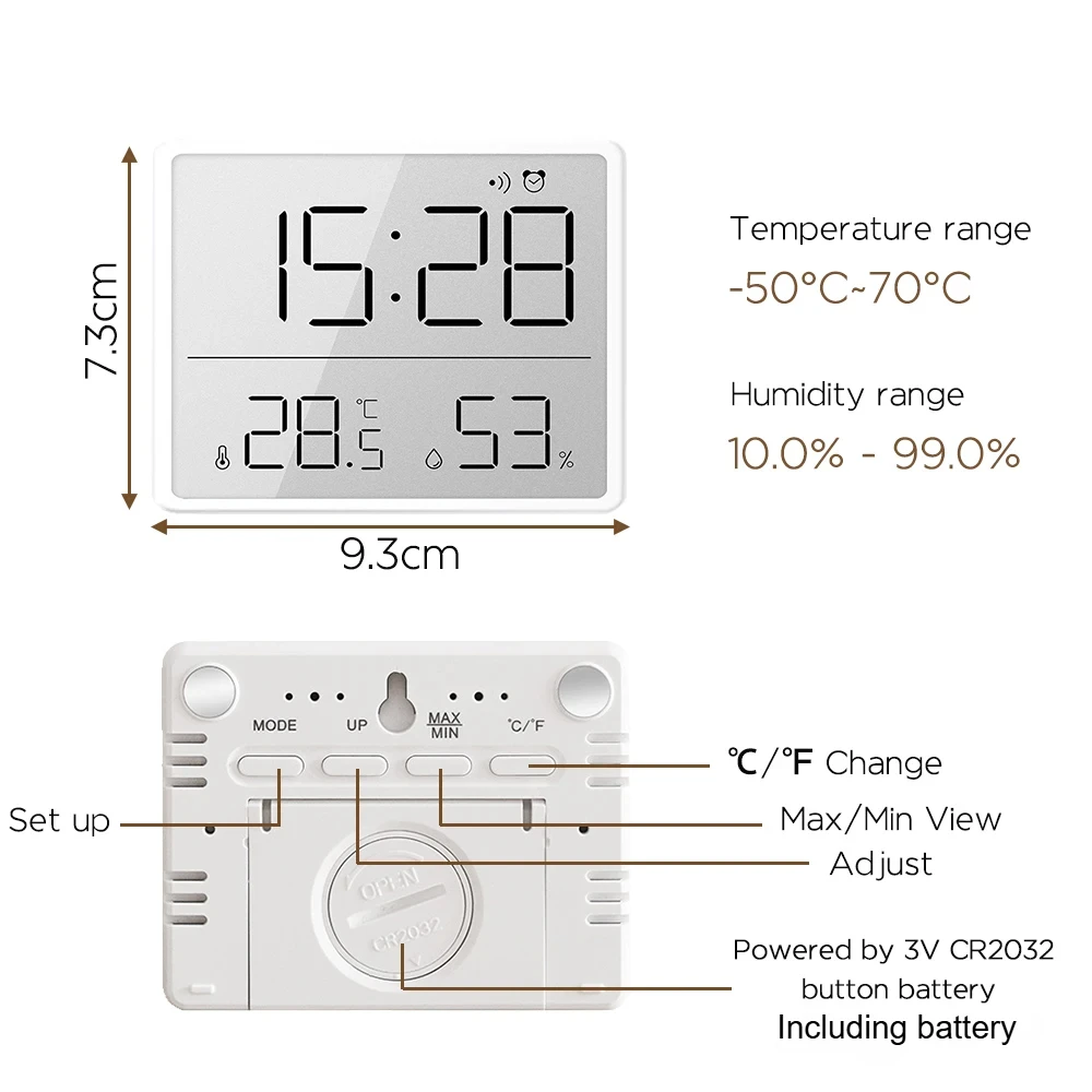 LCD Digital Wall Clock Large Screen Display Multi-Function Magnetic Design Thermometer Humidity Monitor Home and Decoration Led 2