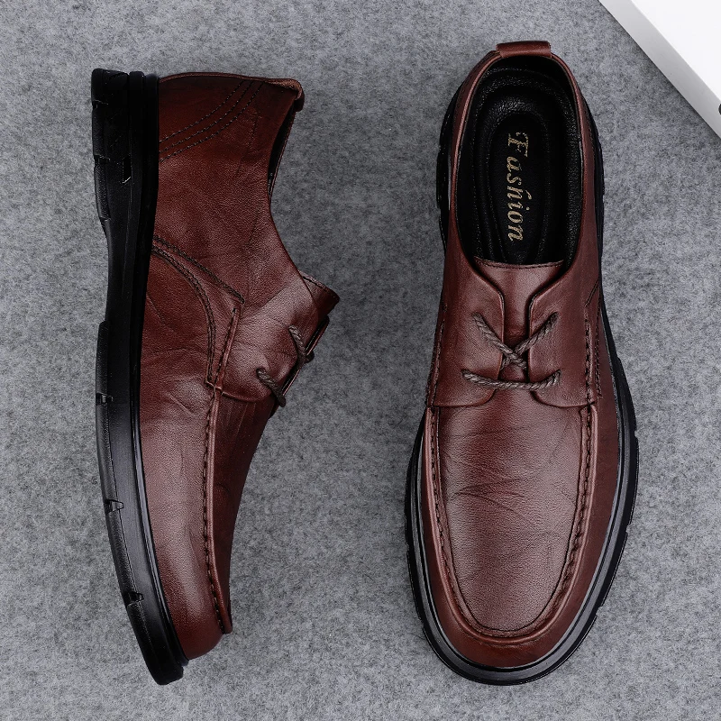 

2023 New Arrival Flats Casual Shoes For Male Black Brown Lace Up Youth Fashion Men Shoes Top Quality Walking Shoes For Mens
