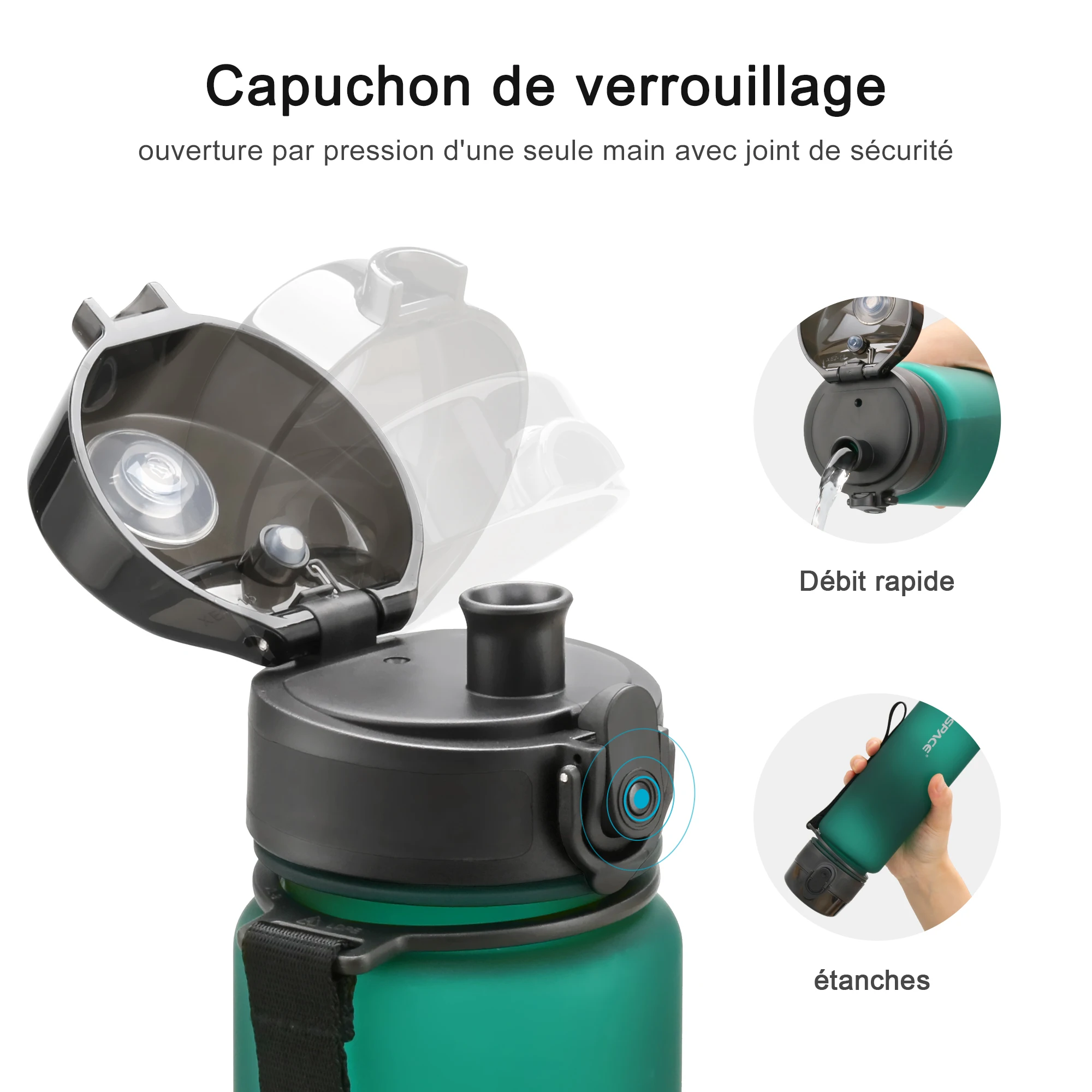 Bouteille d'eau pliable en silicone Sans BPA, résistante à la température -  Bouteille de 600 ml pour le sport, les activités de plein air, le camping -  Matériels de camping et randonnée 