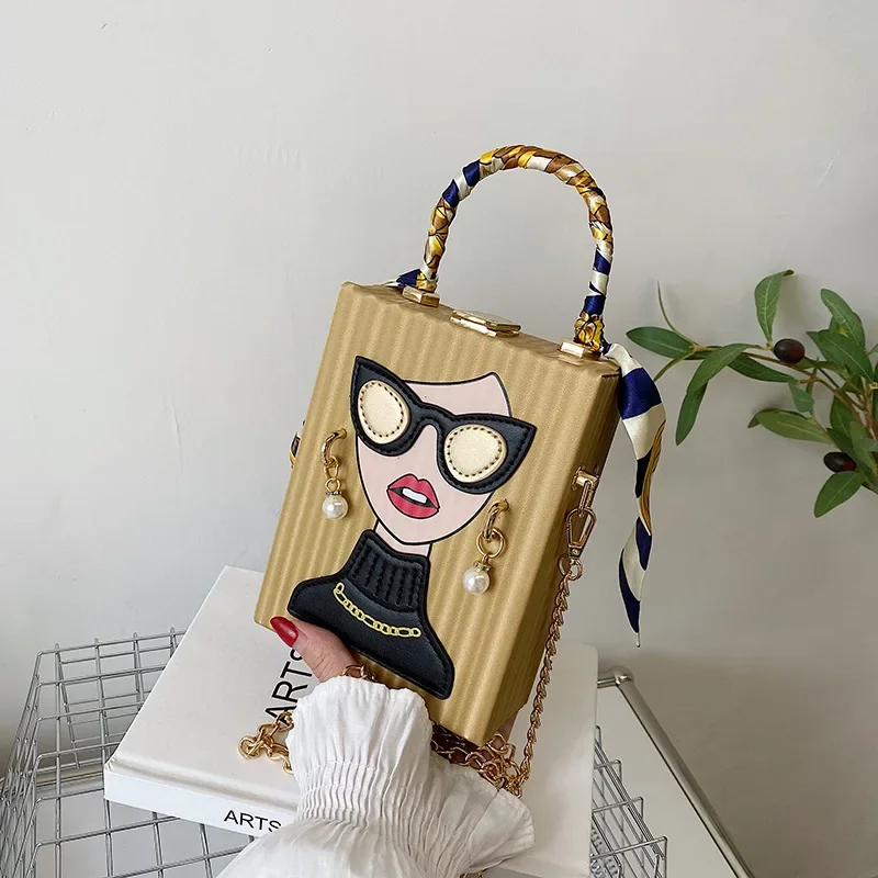 Evening Bags for Women 2024 New Fashionable Leather Shoulder Bag Woman Hard High Quality Hip Hop Party Luxury Designer Handbag - 2