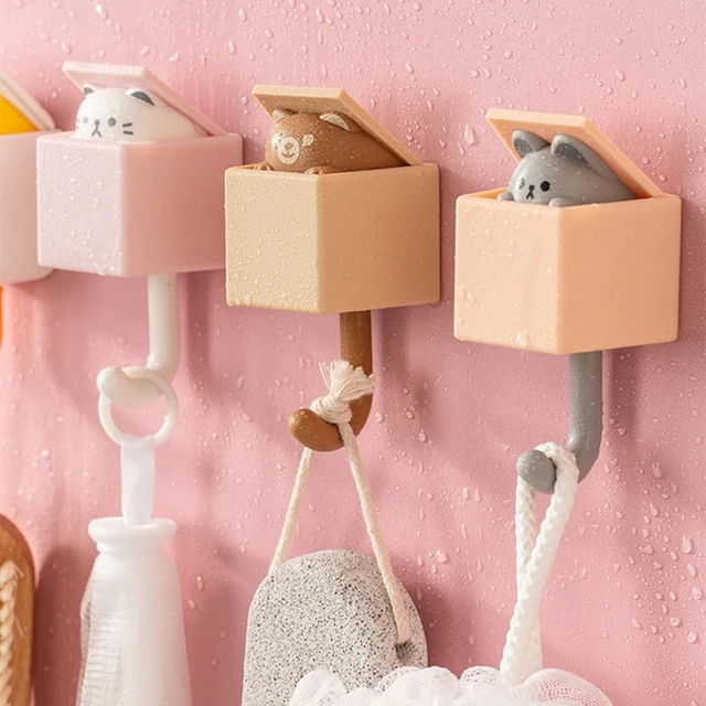 3PCS Cute Cat Key Holder - Punch Free Wall Mounted Hooks With Sunglasses Design