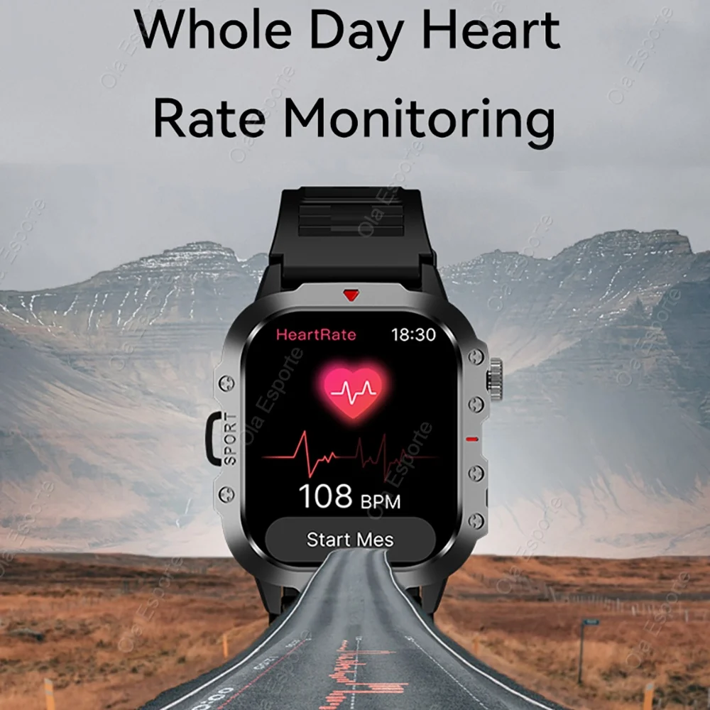 2026 New Men's Smart Watch LED Flashlight IP67 Outdoor Sports Watches Wristwatch Health Monitoring Smart Watch for IOS Android 4
