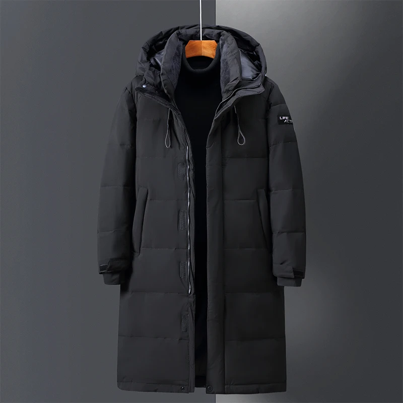 Men's Winter Jacket Hood Feathers Puffer White Duck Long Down Jacket Men Black Parka Coat Warm Autumn Dack Thick Casual Top