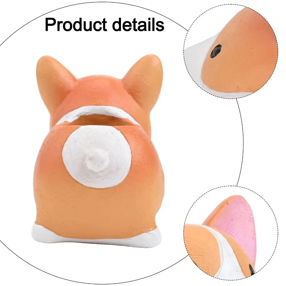 Decorative Corgi Dog Pot Decorations Adorable Collectible Corgi Dog Resin Ornaments 14.5cm Exquisite Corgi Dog Model Toy Garden
