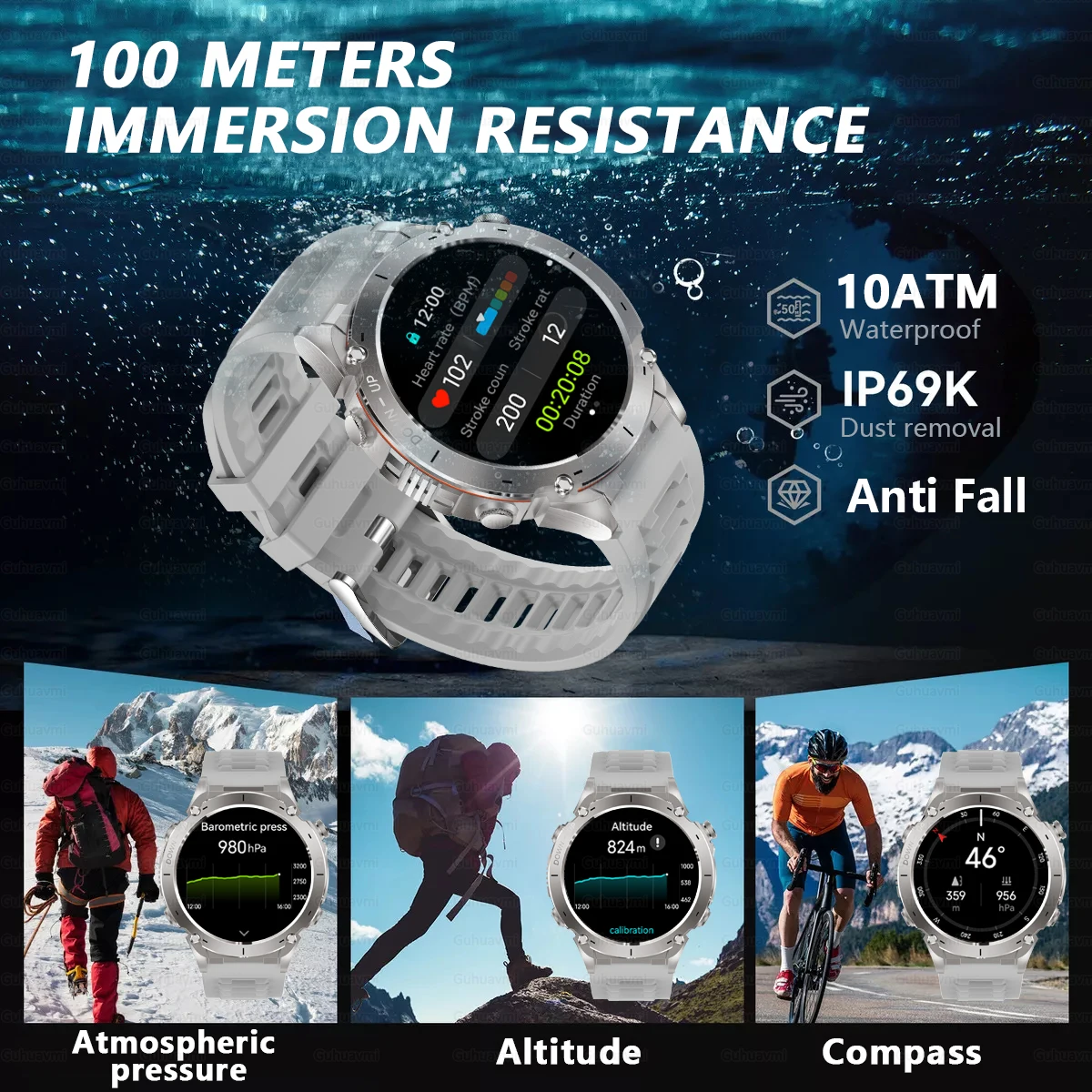 2025 New TRex 3 GPS Smart Watches 10ATM Waterproof Built-in Dual-band GNSS Compass Military Sports Bracelet Men For Xiaomi IOS 3