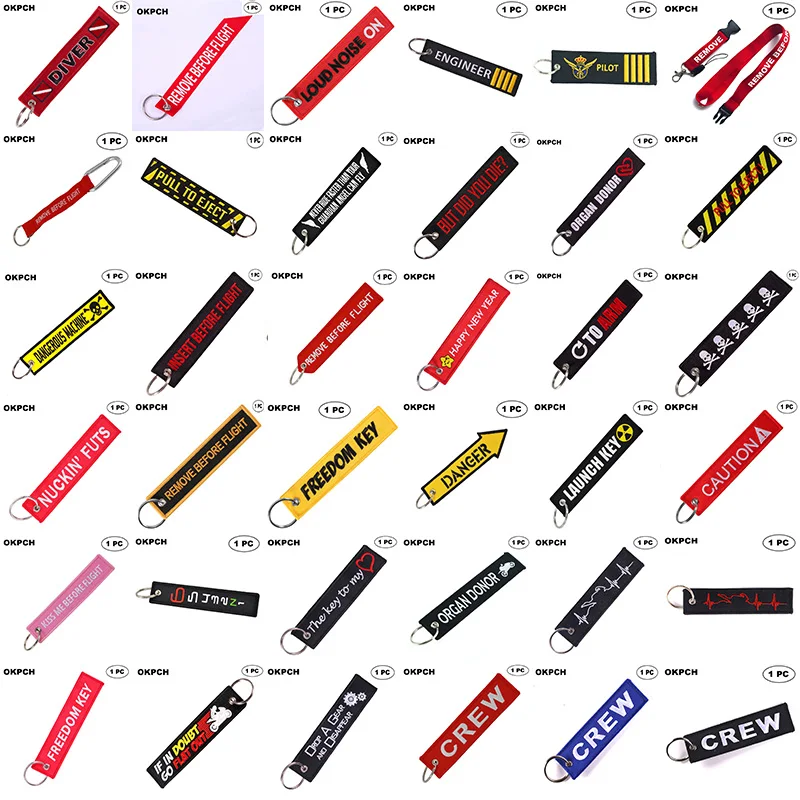 Key Chains 1 PC Novelty Launch Key Chain for Motorcycles and Cars Key Tag New Embroidery Fobs
