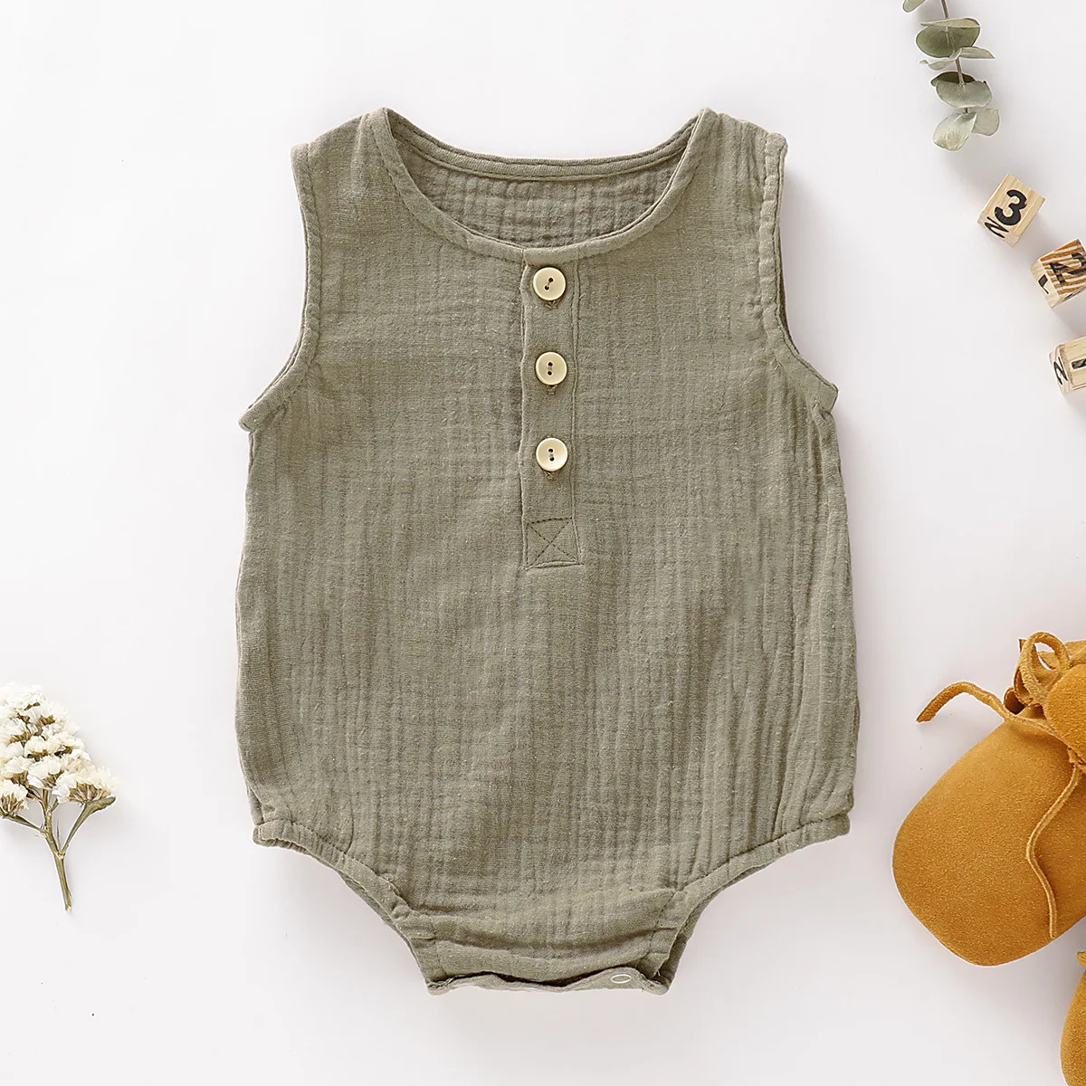 Summer Newborn Infant Baby Boys Girls Romper Muslin Jumpsuits Sleeveless Newborn Rompers Fashion Baby Clothing 3