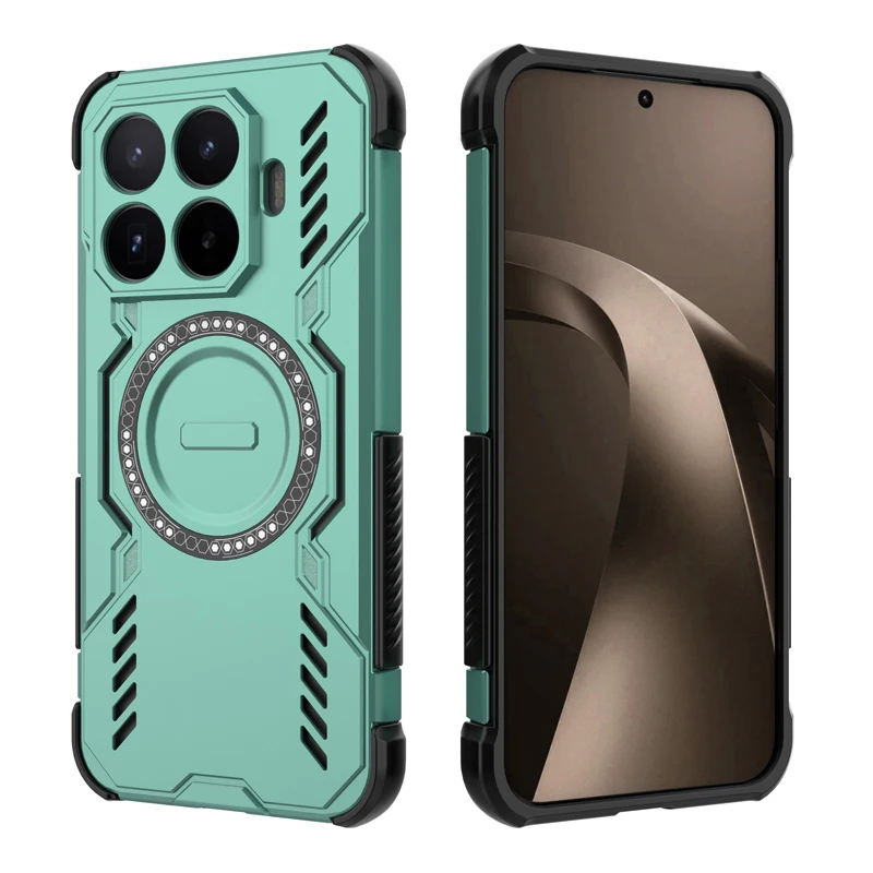 Magnetic Wing Shield Phone Armor Case - Hard PC + Soft TPU, Wireless Charging Compatible