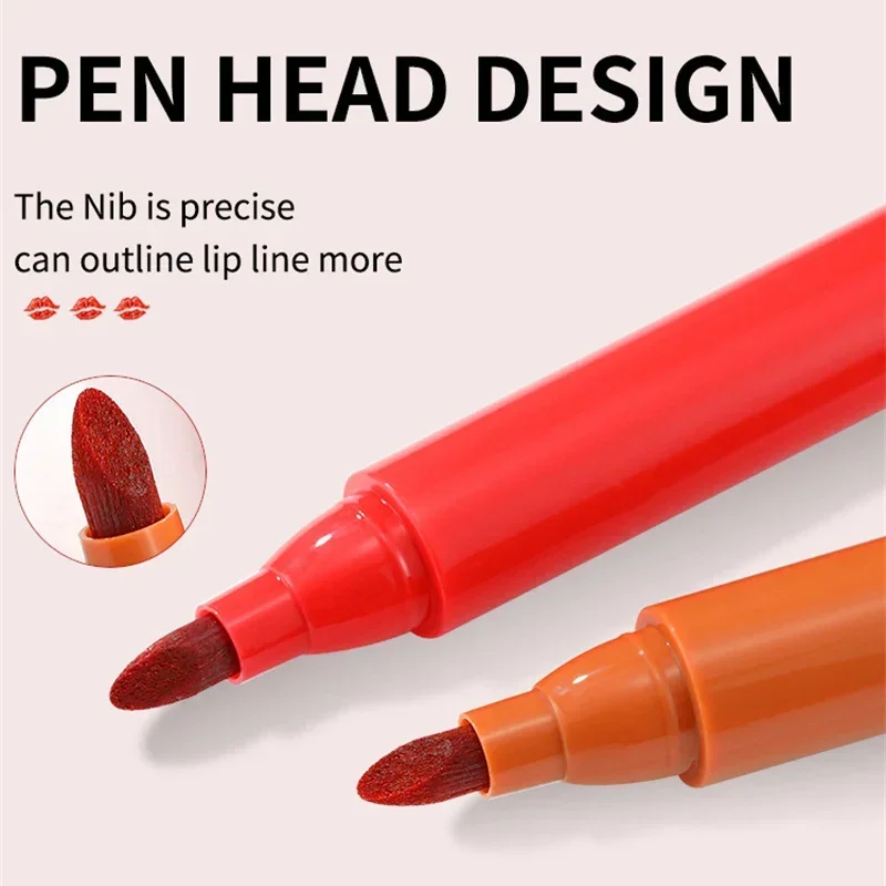 Lip Stain Makeup Lipstick Lips Dye Marker Pen Long-lasting Hydrating Waterproof Matte Lip Gloss Lipliner Contour Non-stick Cup Lip Stain
