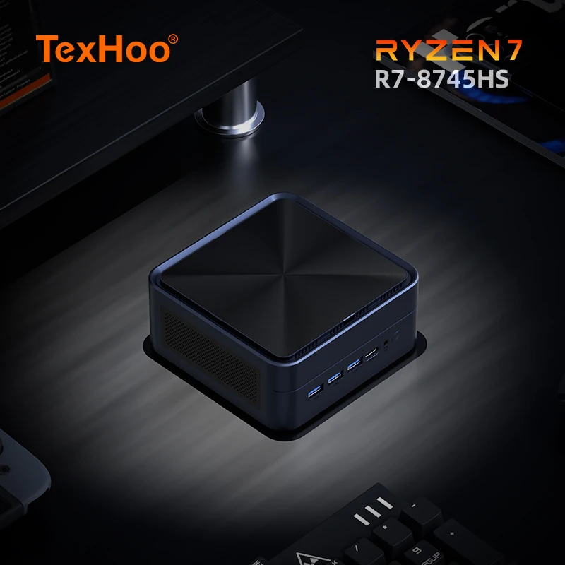 AittactXTexHoo MINI PC AMD R7 8745HS 7840HS 7735HS R5 6600H DDR5 NVMe double HDMI DP 4K Wifi6 Wordinateur de jeu de bureau
