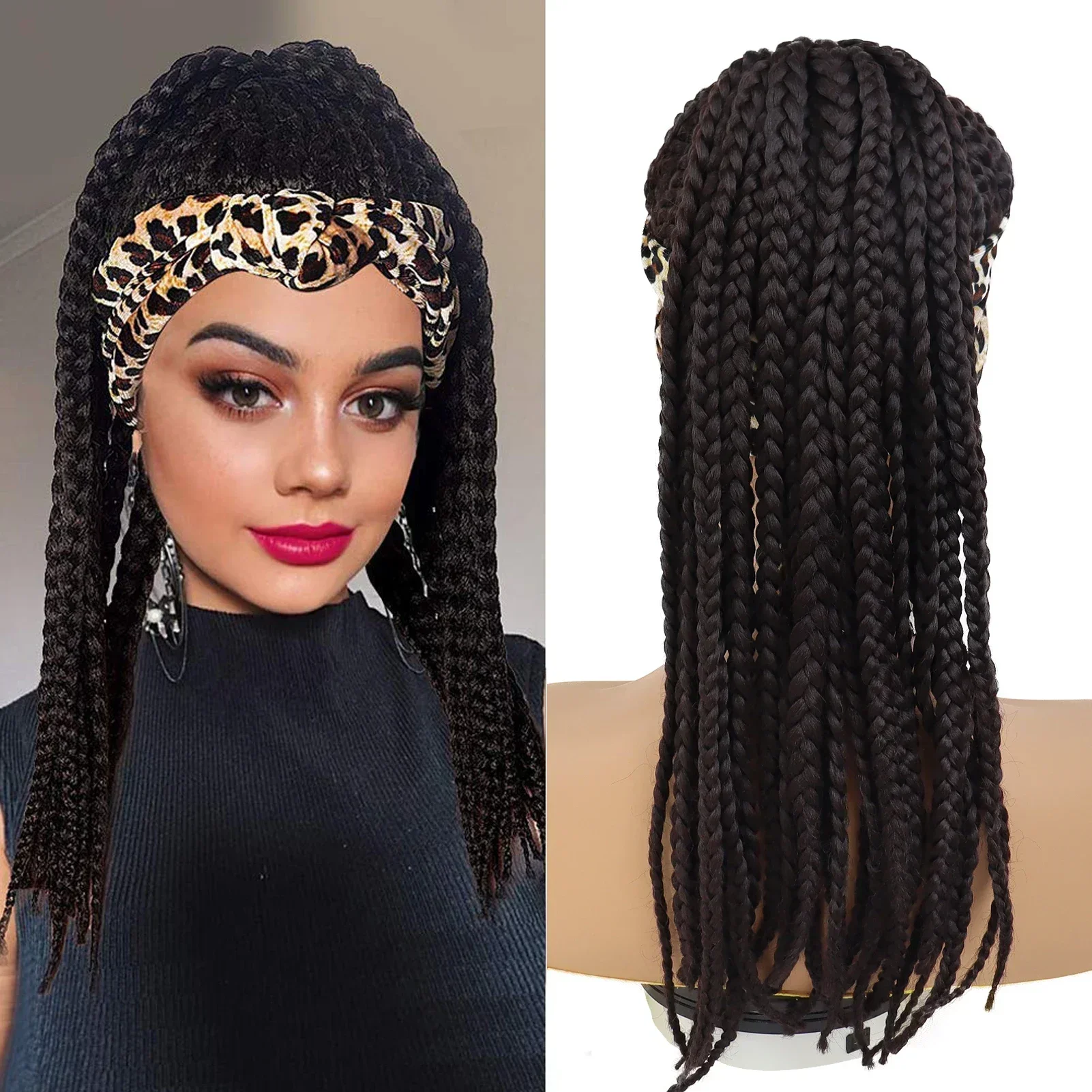 GNIMEGIL Synthetic Headband Wigs for Black Women Long Curly Braided Wig Colly Afro Natural Hair Dreadlocks Wigs for Men
