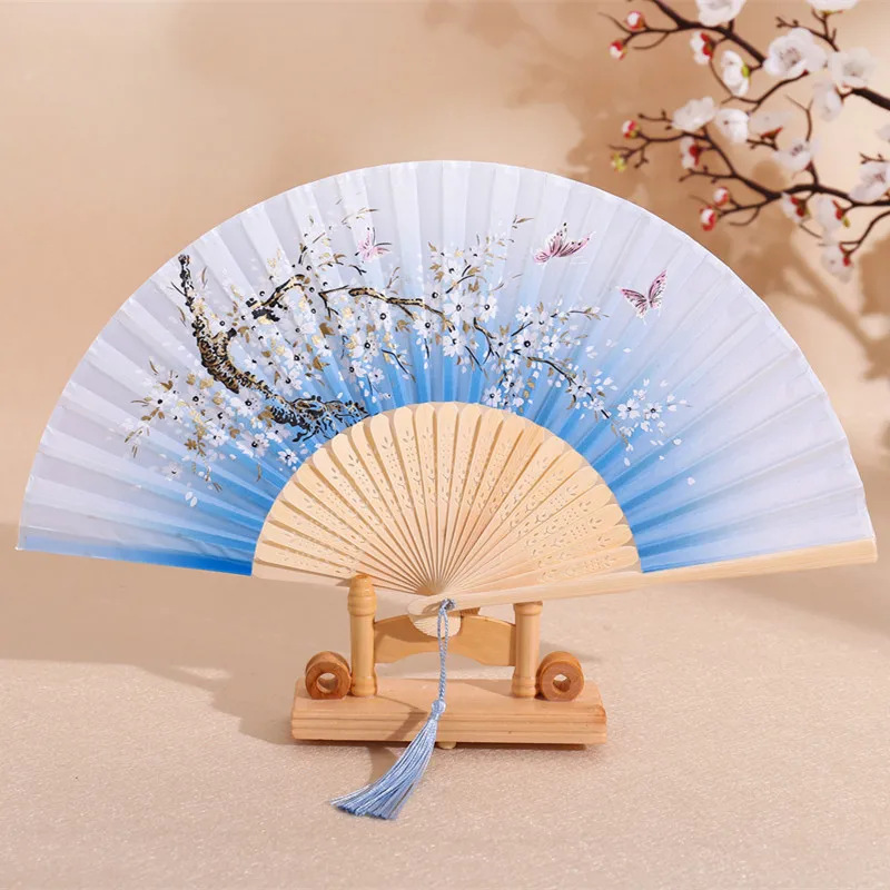 Lot de 2 éventails pliants en tissu - Éventail espagnol chinois pliable - Kung Fu Tai Chi pour