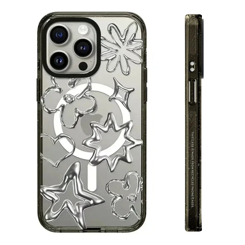 Acrylic Black Border Star iPhone 11 12 13 15 14 Pro Max Protective Case, Fits iPhone 15 Pro Max