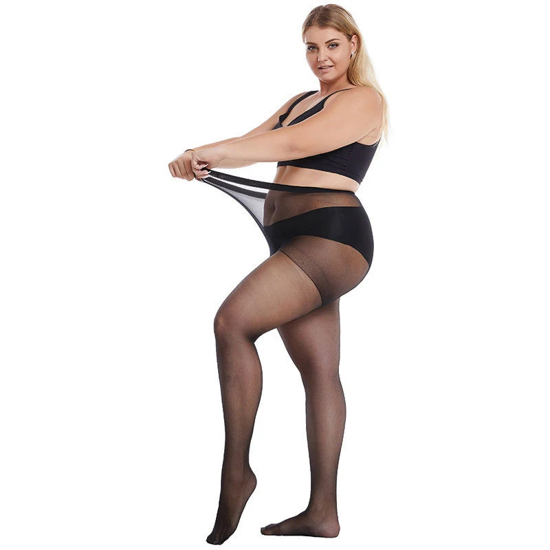

Thin Large Size Stockings Women Plus Size Tights Solid Black Color Breathable Sexy Super Elastic Big Nylon Pantyhose Female