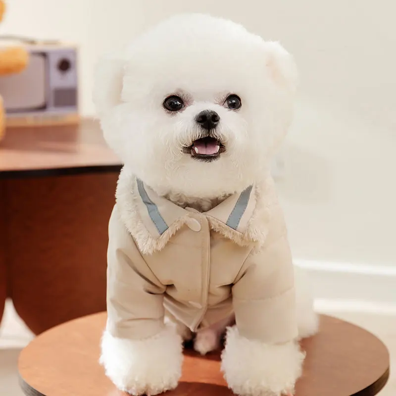 

Solid Color Dog Clothes Double-sided Simple Cotton Jacket Winter Teddy Warm Clothing than Bear Down Jacket Puppy Coat