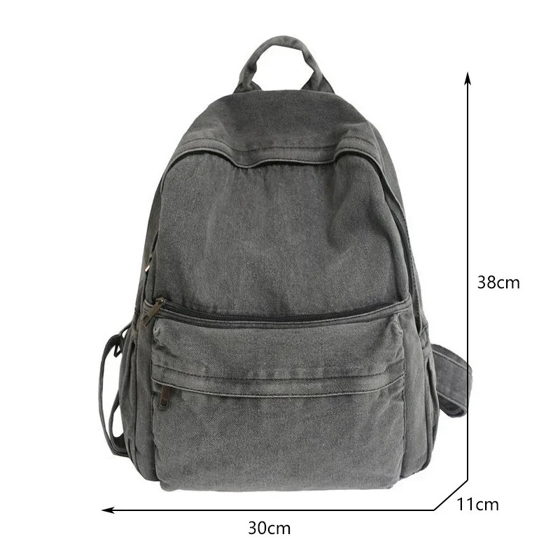 New Gray Denim Backpack Women's Leisure Travel Outing Shoulder Bag Female Fashion Schoolbags Suitable For Boys And Girls Mochila