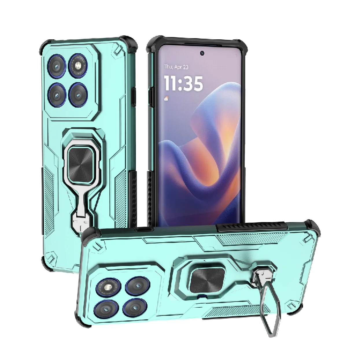 Enhanced Armor Case with Magnetic Ring Bracket and Lens Protection - Shockproof Design