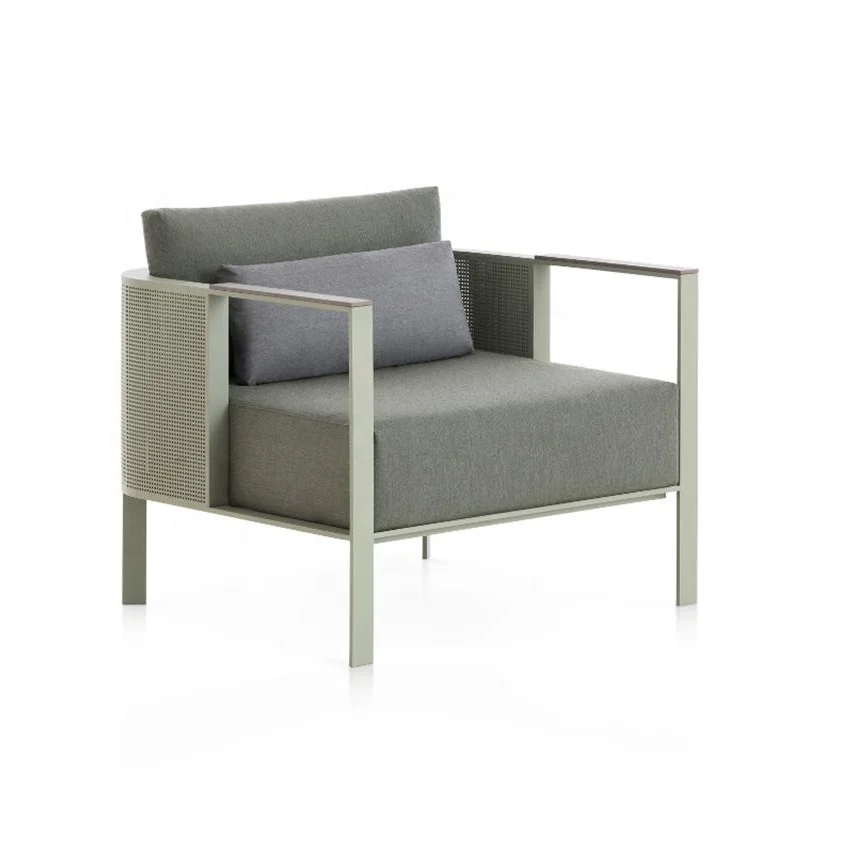 New Design All Weather Outdoor Furniture Powder-Coated Aluminium Sofa Chair Single Design Lounge Chair