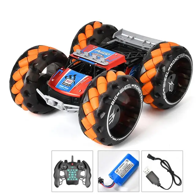 1/10 14CM Big Wheels RC Stunt Car Gesture Sensing Remote Control Car with LED Lights Off-Road Vehicle Toys for ChildrenGreen