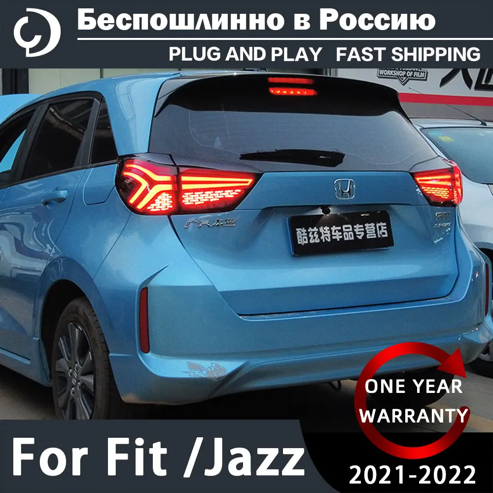 Honda FIT Jazz 2021-2022 용 AKD 자동차 스타일링 미등 LED 테일 라이트 DRL 테일 램프 러닝 턴 시그널 리어 리버스 브레이크