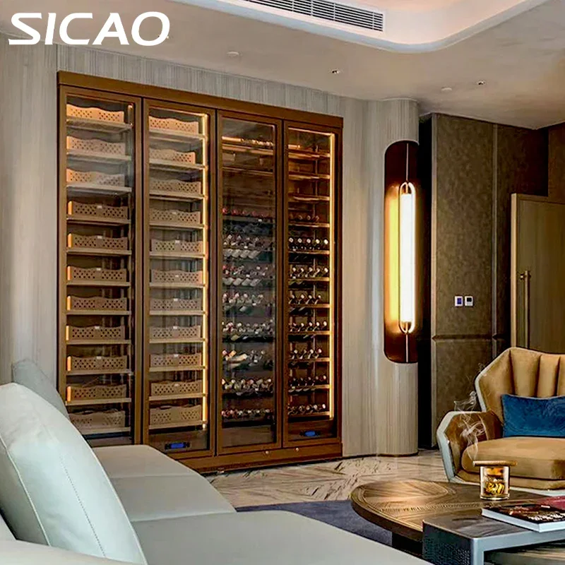 Design Luxury Cigar Room Humidifier Refrigerated Fridge Humidor Abinet Intelligent Humidity Temperature Control