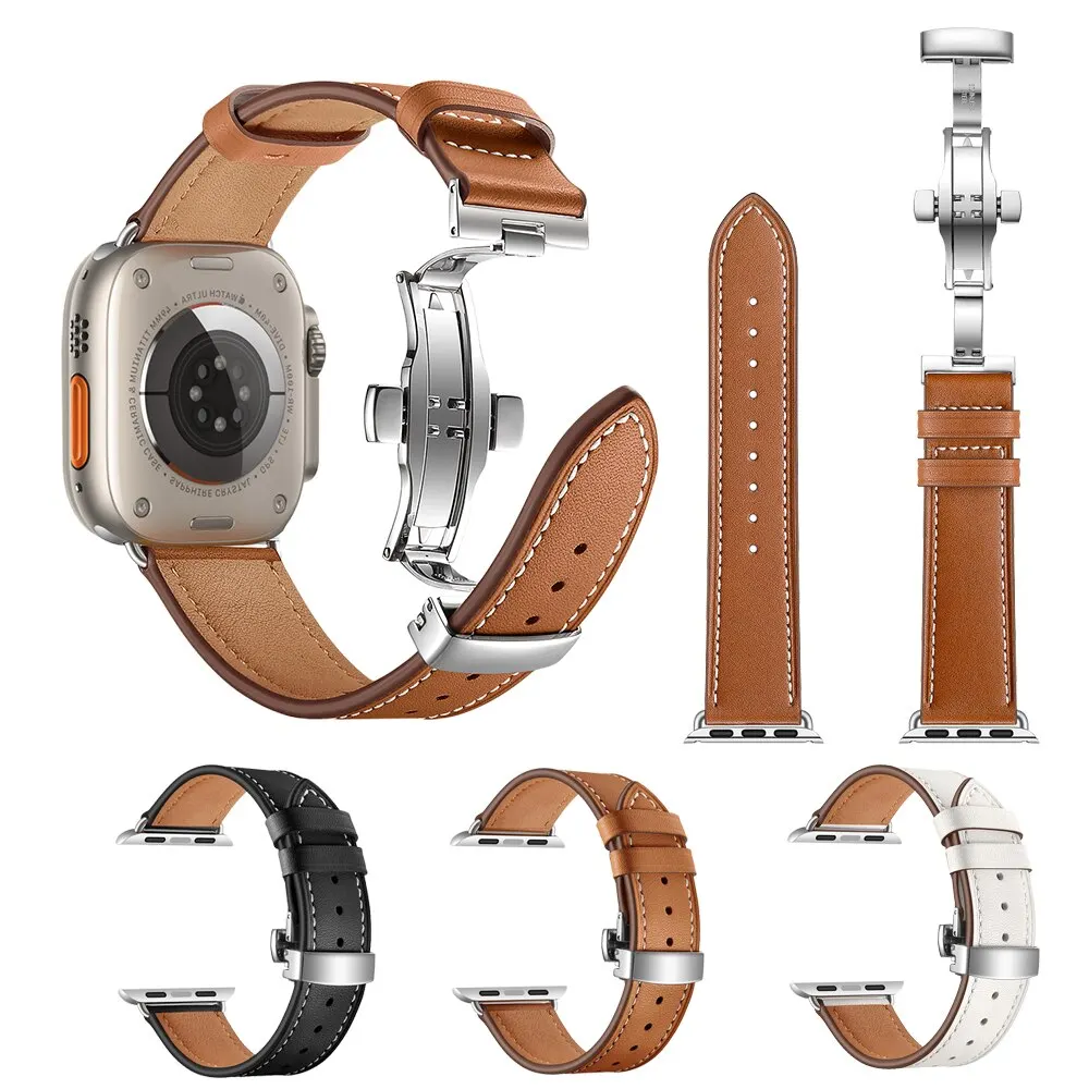 Lederarmband für Apple Watch 45mm 41 44 40 42 46 38 Ultra 49mm Uhrenarmband für Iwatch Serie 12 11 10 9 8 7 6 5 4 Armband