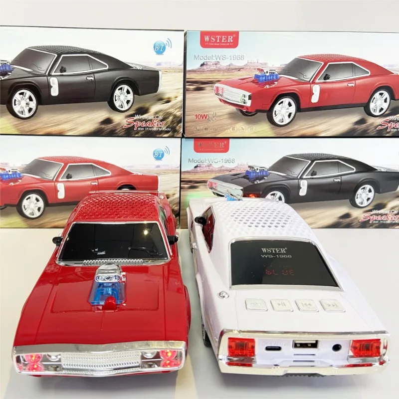 Car Shape Bluetooth Speaker Retro Stereo Sound Wireless Portable Music Player Led Light BT USB TF FM TWS Loud-speaker