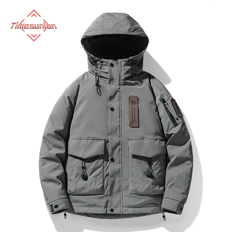 

Down Jacket Men White Duck Winter Coat Windproof Warm Parkas Travel Camping Overcoat New in Thicken Solid Color Hooded Clothing