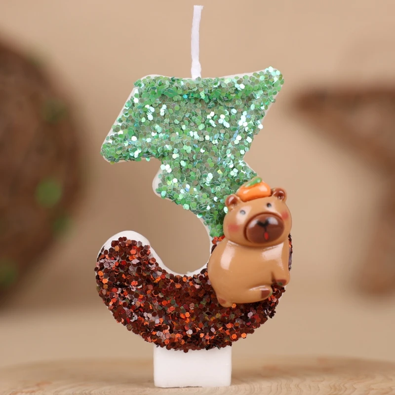Niedliche Capybara-Kerze Nummer 0-9 Fußball-Kerze Kuchendekoration Capybara Geburtstagsparty für Kinder Babyparty Spielzeug Geschenke – Detail 15