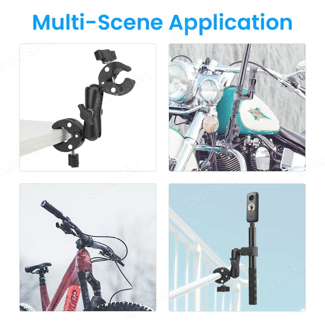 Pour Insta 360 X4 X5 X3 Go Pro 13 12 11 10 9 8 DJI vélo moto Selfie bâton monopode support de guidon accessoires 4