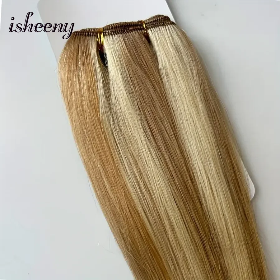 Highlight Blonde Human Hair Weft 12-22 Inches Double Weft Hair Bundles Sewing In Hair Weaves 50g/bundle For Women - 6