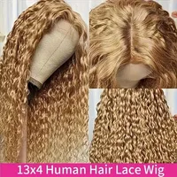 Perruque 27 Blond Miel 13x6 Cheveux Humains Bouclés Pré-Pluckée avec Baby Hair pour Femmes Noires Perruques Vietnamiennes Originales 32 36 Pouces Densité 250 1
