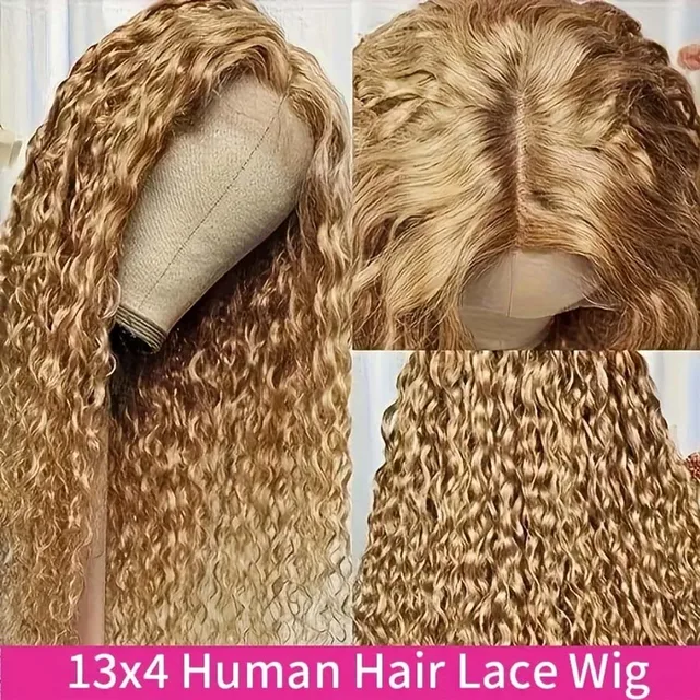 Perruque 27 Blond Miel 13x6 Cheveux Humains Bouclés Pré-Pluckée avec Baby Hair pour Femmes Noires Perruques Vietnamiennes Originales 32 36 Pouces Densité 250 1