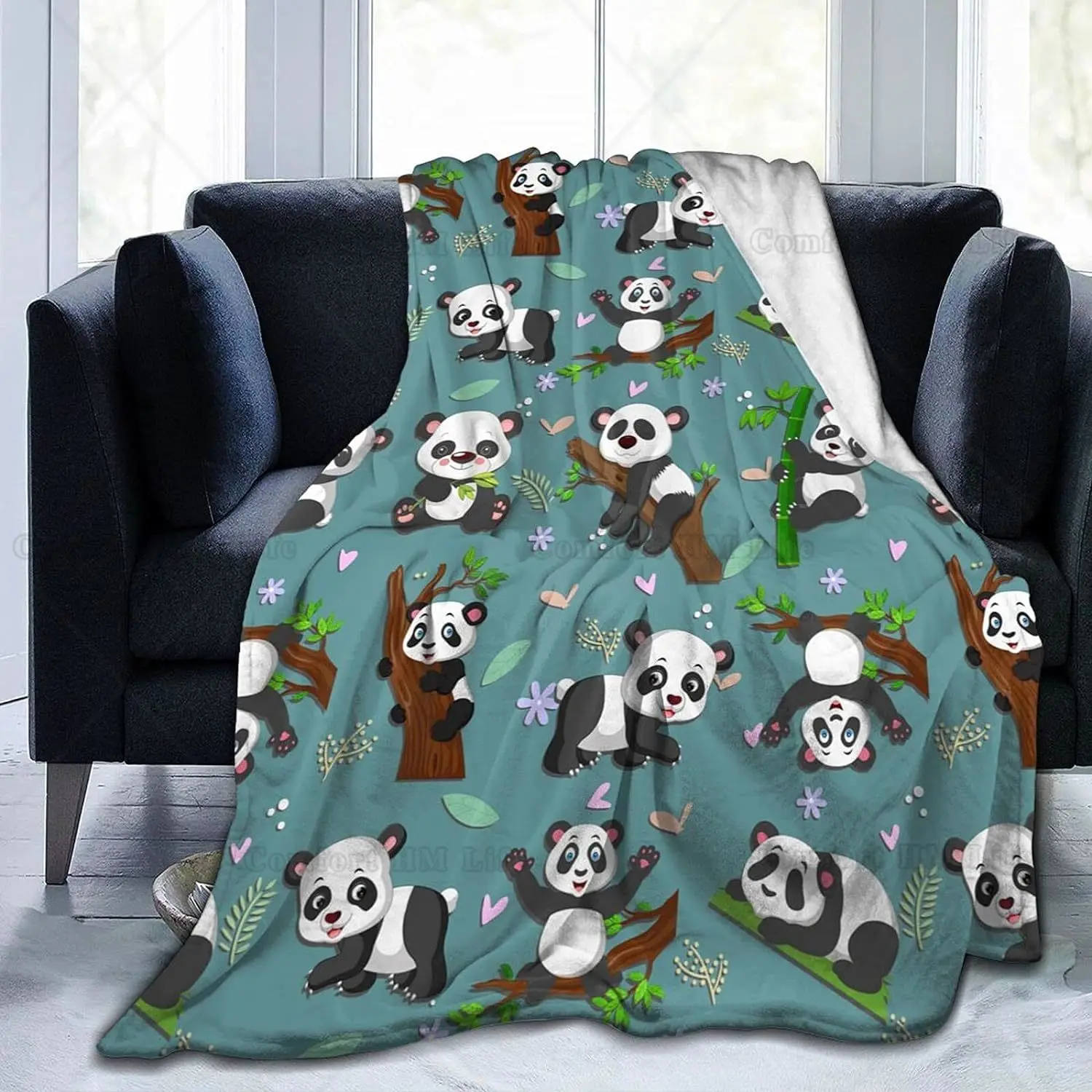 

Cute Panda Soft Warm Throw Blanket Lightweight Flannel Fleece Bed Blanket Gift for Girls Boys Women Sofa Chair Couch 50"x40"
