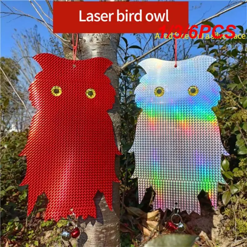 

1/3/6PCS Double-sided Bird-repelling Owl Laser Double-sided Reflective Hanging Owl Repellents Thickened PET Garden Pest Control