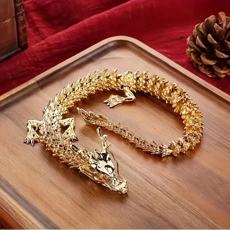 3D alloy golden dragon statue with movable limbs-home desktop decoration symbol of power and good luck