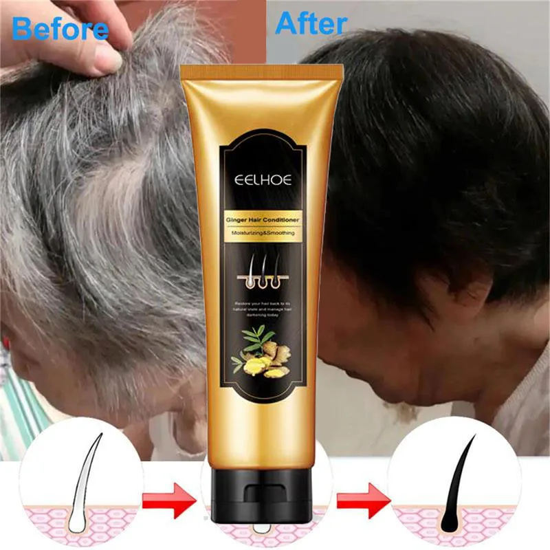 Ginger White To Black Nourishing Conditioner Regrowth Hair Cream Nature Repair Frizzy Damage Hair Grey Hair Treatment Care nillkin 0 6mm nature tpu gel case for xiaomi mi max white