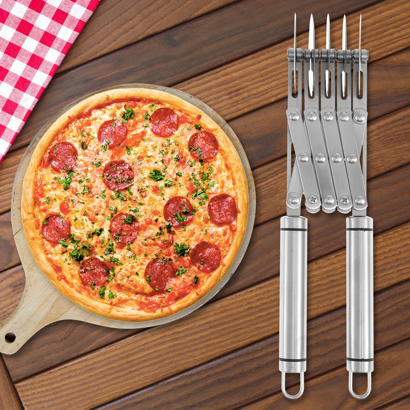 Pastry Cutter Wheel Stainless Steel 5 Wheel Pizza Cutter Adjustable Blade Spacing Safe and Easily Used Pie Pasta baking tool baking accessories