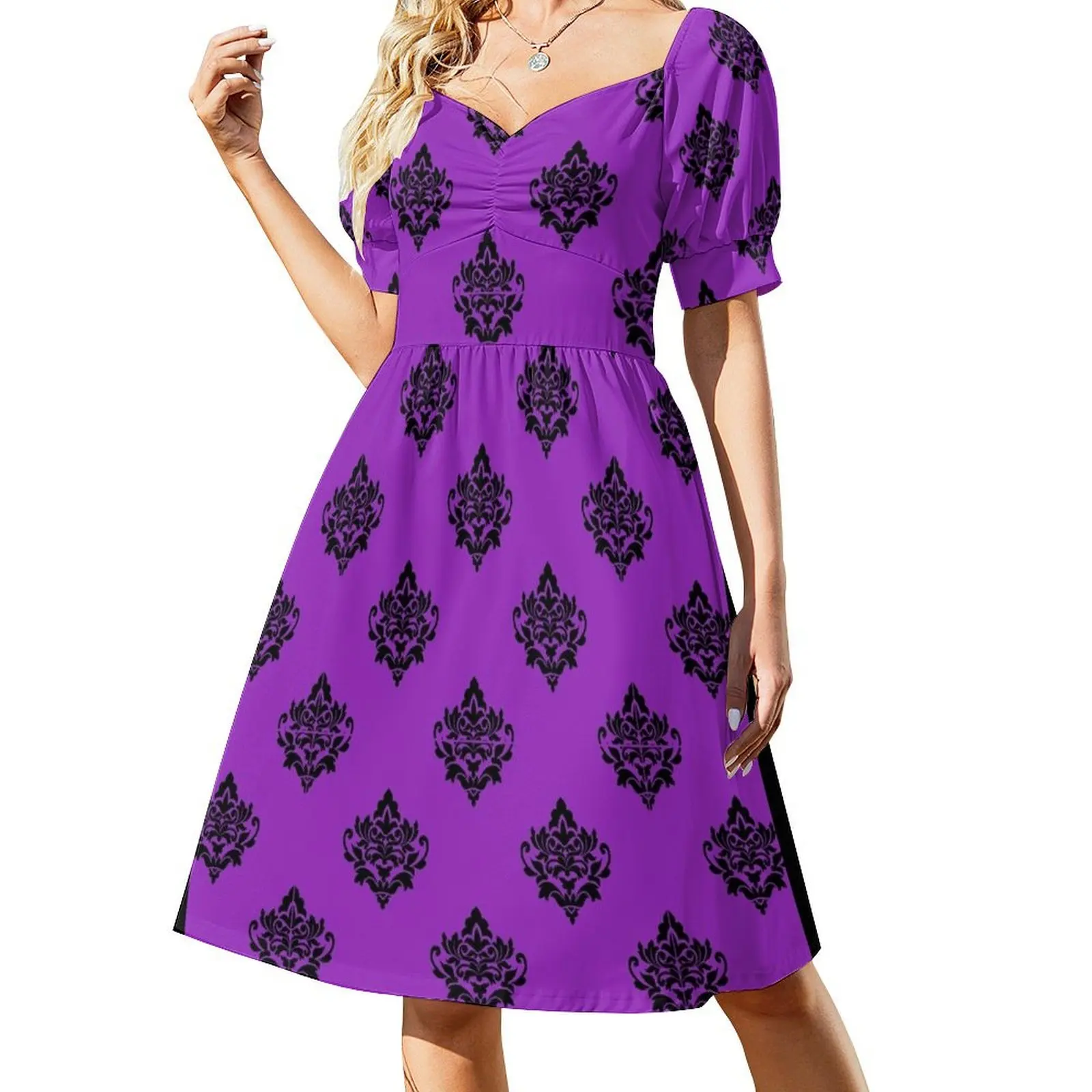 thumbnail image 1 of Vestido Vintage de manga corta con diseño de Damasco negro y morado vestido de noche de lujo para mujer vestidos de novia para graduación, 1 of 8