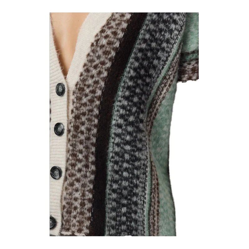 Trendyol TYZA Women's Cardigan Color Block Casual Regular Fit V Neck Knitwear Standard Sleeve SweatersJumpers Cardigan V Neck 4