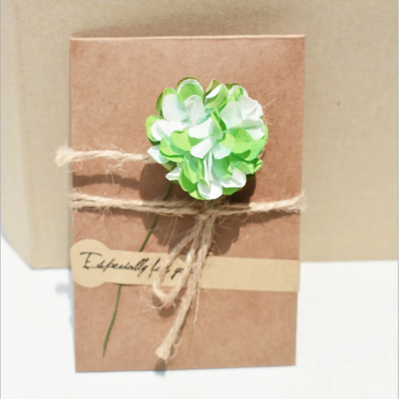 Kraft Paper Thanksgiving Greeting Card with Dried Flower and Envelope