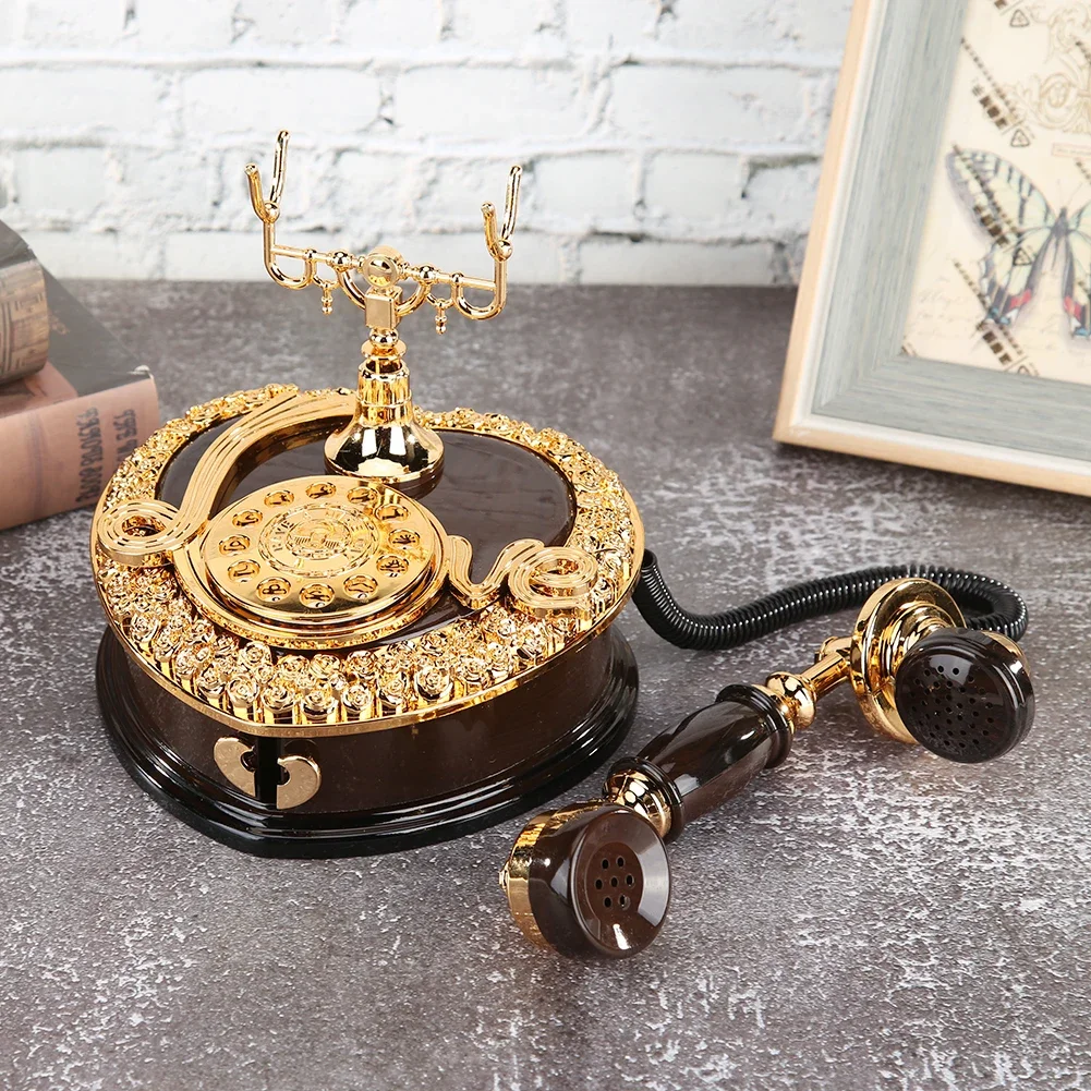 European Style Classical Phone Shaped Music Boxes Home Retro Decorative Ornaments Jewelry Storage Box Creative Presents 4