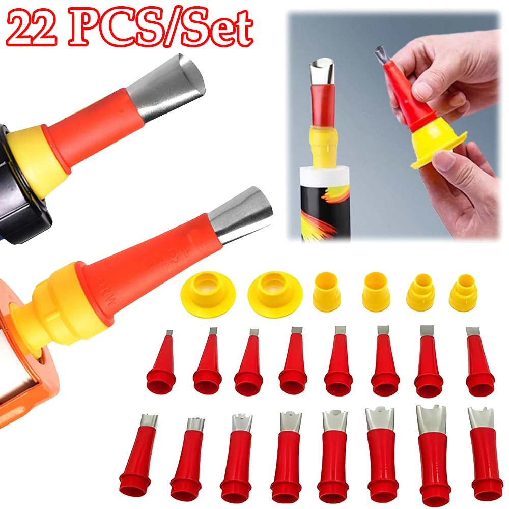 Stainless Steel Caulk Nozzle Applicator Caulking Finisher Glue Silicone Sealant Finishing Tool Kitchen Bathroom Sink Joint 22PCS