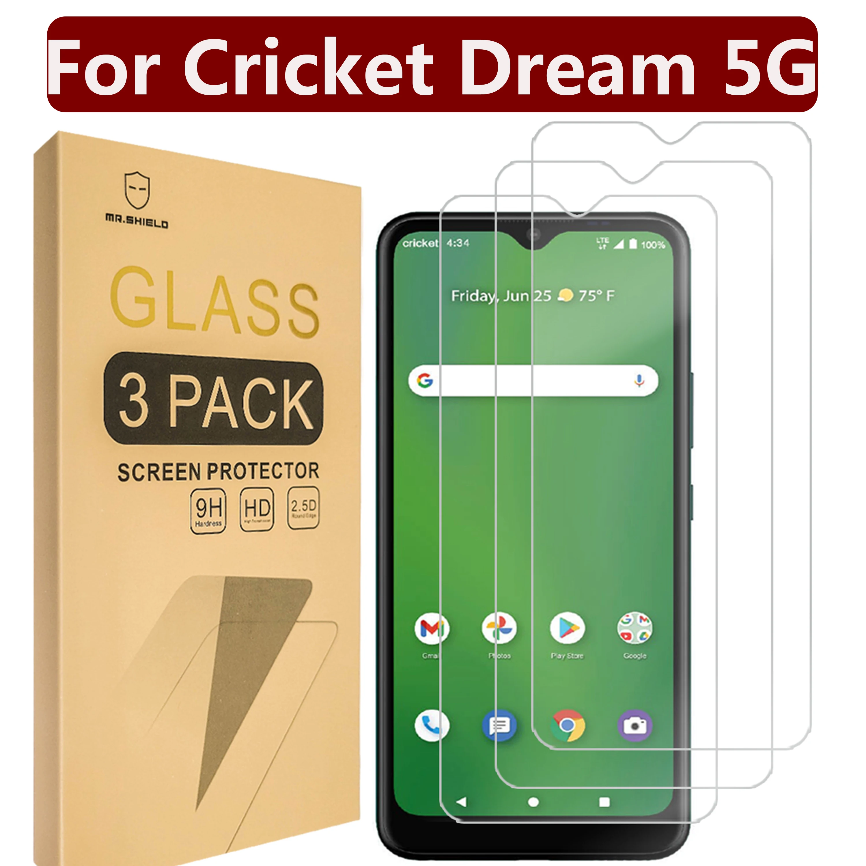 

Mr.Shield [3-Pack] Designed For Cricket Dream 5G [Tempered Glass] [Japan Glass with 9H Hardness]