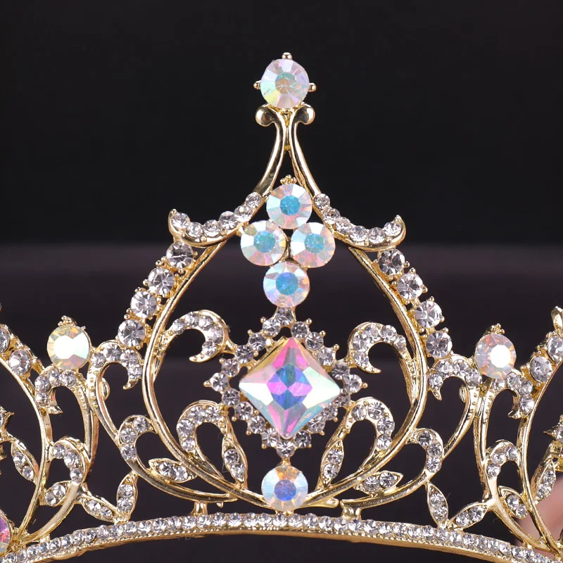Fashion Wedding Hair Accessories Bridal Headdress Baroque Colored Rhinestone Crystal Crown Party Prom Queen Jewelry Crown Gift - 5