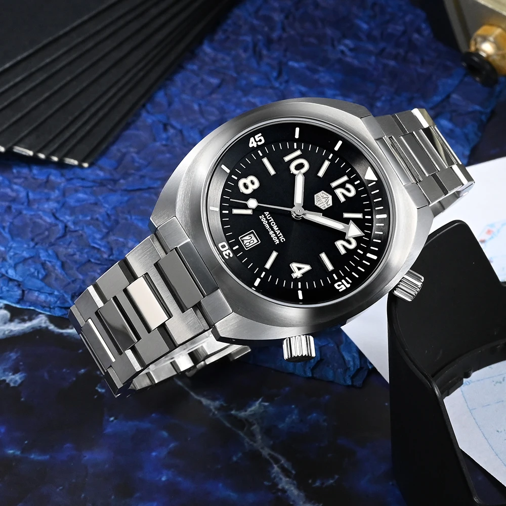 San Martin New 42mm YN55 Diver Watch Bidirectional Turn Chapter Ring Fashion Sports Style Automatic Mechanical 20 Bar Lum