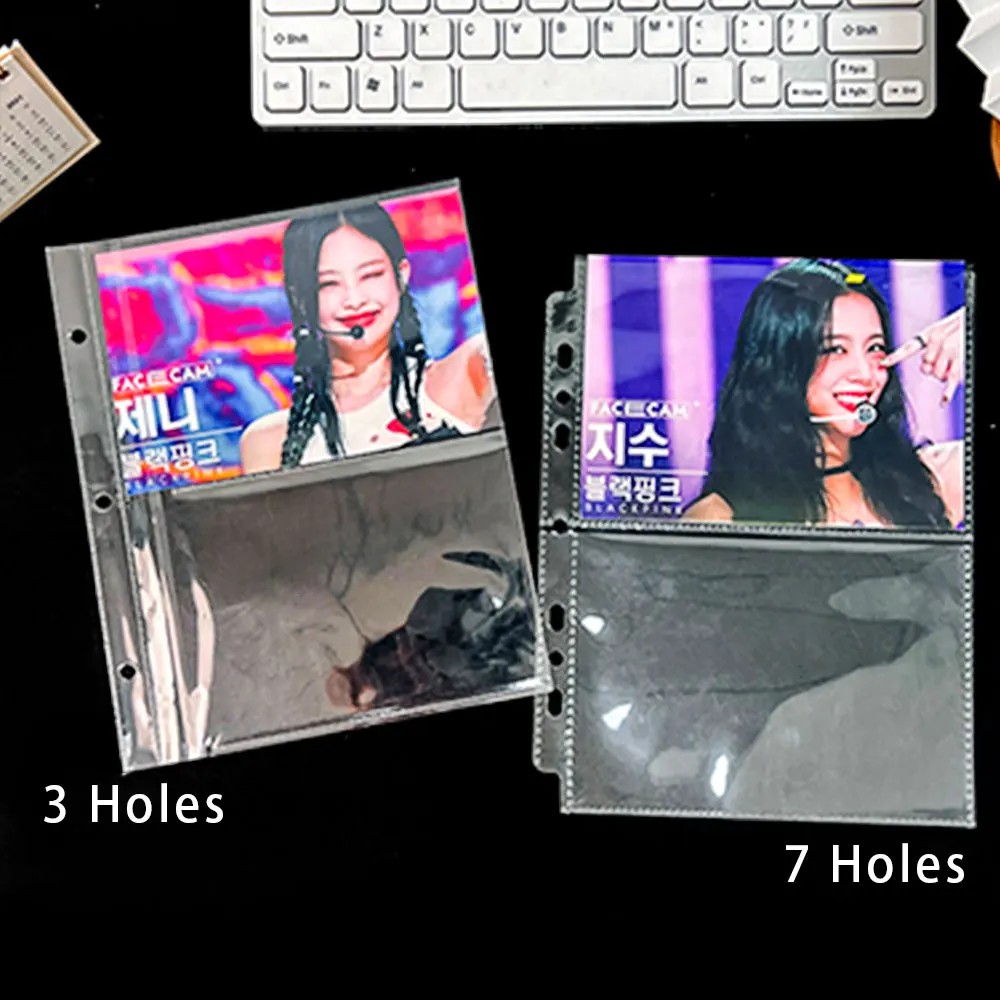 10Pcs Transparent Photo Album Inner A5 3/7-Ring Photocard Binders Sleeves 1/2/4/6 Pockets Kpop Album Refill Pages Cards Storage