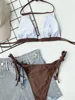 Maillot de bain femme 2 pièces Sexy, ajouré, String, dos nu