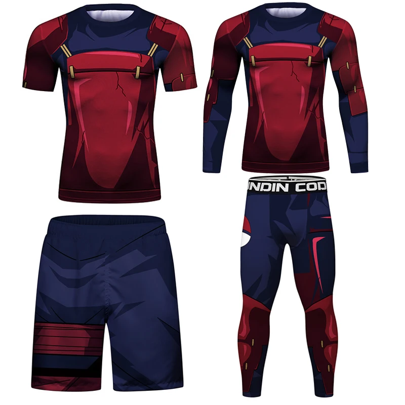 Bjj Boxing Shirts Set Compression Men MMA shirt+Pants Sets Rashguard Jitsu Rash Guard KickBoxing Muay Thai JerseyS MMA Fightwear
