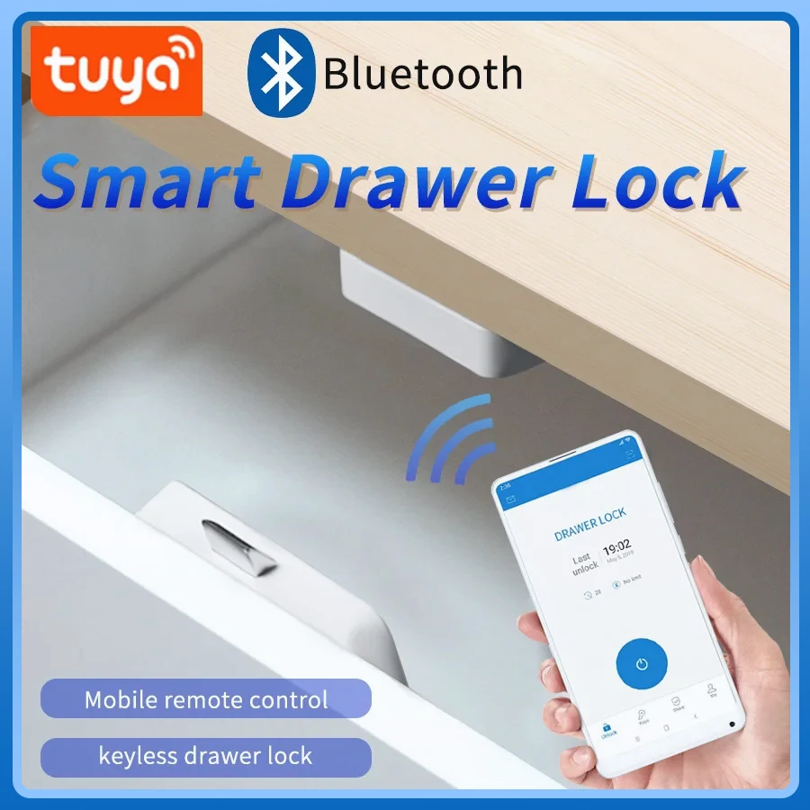 Tuya Smart Drawer Lock No Hole File Cabinet Furniture Electronic ...